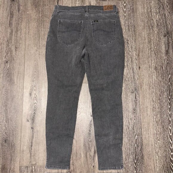 Lee Jeans Women Black High Rise Size 14M Tapered Denim Stretch Jeans Curvy - Picture 5 of 6